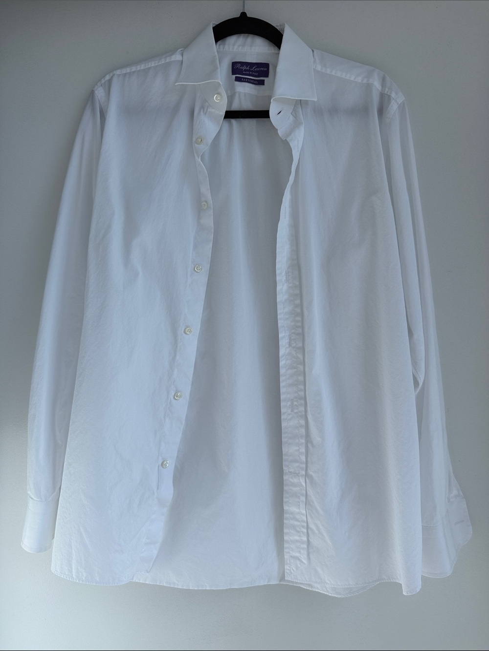 Ralph Lauren Purple Label White Sartorial Dress Shirt 15.5 M Italy Cotton